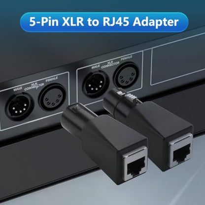 CERRXIAN 1 Pair 5-Pin XLR to RJ45 Adapter,DMX512 5-Pin XLR to Ethernet Cat5 Network Connector Plug for Lighting Console,Can use Any CAT-5 Ethernet Cable as a DMX512 Cable, DMX Controller Etc - style: 5Pin XLR Male+Female