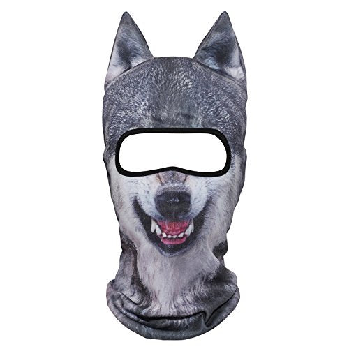 WTACTFUL 3D Animal Ears Balaclava, Breathable Face Mask for Halloween | Stand-Up Ears, Windproof Dustproof, Quick-Dry, No Fade Print, Soft, for Music Festivals Raves Ski Snowboard Moto Party - color: Gray Coyote Meb-10