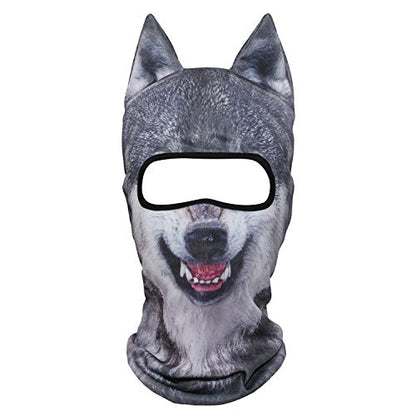 WTACTFUL 3D Animal Ears Balaclava, Breathable Face Mask for Halloween | Stand-Up Ears, Windproof Dustproof, Quick-Dry, No Fade Print, Soft, for Music Festivals Raves Ski Snowboard Moto Party - color: Gray Coyote Meb-10