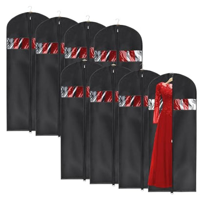Univivi Garment Bag Suit Bags for Closet Storage, Black, 60 Inch, Set of 8 | Travel Bag with Zipper and Visible Transparent Window, Oxford Fabrics, Foldable Washable Suit Cover for Jacket, Suits, Coats - size: 24"X60"-8pcs - Oxford