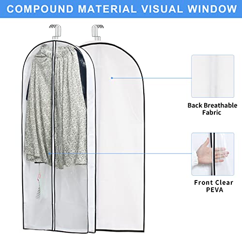MsKitchen Hanging Clothes Storage with 4" Gusseted Garment Covers (Set of 6) - Clear Suit, Gown, Long Coat, Dress Protectors for Closet - 24"x 50"x 4" / 6 Pack - size: 24"x50"x4"/ 6 Pack