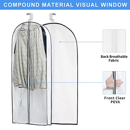 MsKitchen Hanging Clothes Storage with 4" Gusseted Garment Covers (Set of 6) - Clear Suit, Gown, Long Coat, Dress Protectors for Closet - 24"x 50"x 4" / 6 Pack - size: 24"x50"x4"/ 6 Pack