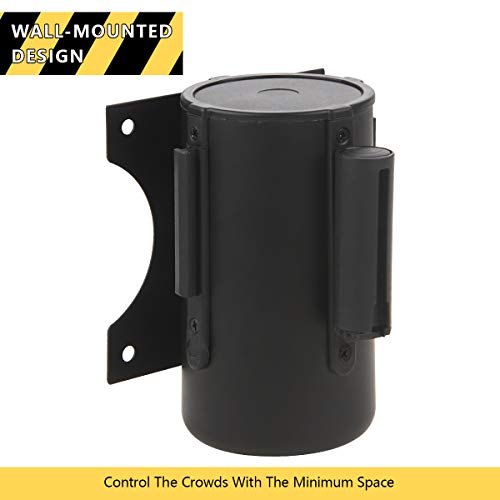 A-KARCK Wall Mount Retractable Belt 16 Foot 2 Packs, Crowd Control Wall Barrier with Steel Case Black and Yellow Belt Works in Any Weather Conditions - size: Black and Yellow Belt 2PCS
