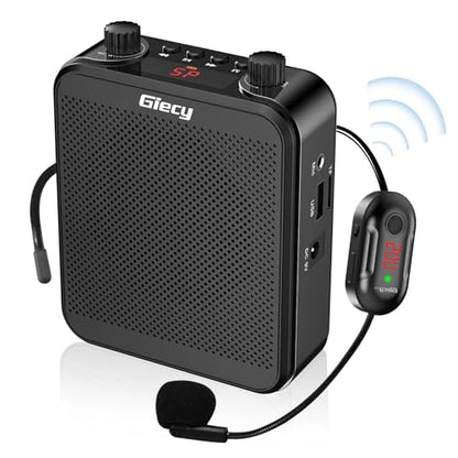 30W Portable Voice Amplifier with Wireless Microphone Headset, 2800mAh Rechargeable PA System Speaker Personal Microphone Speech Power Amplifiers Loudspeaker for Teachers/Metting/Tour Guide - size: Standard Black