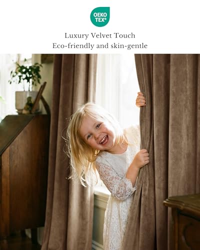 StangH Brown Velvet Curtains Blackout for Study Room, W52 x L108, 2 Panels - color: Brown, size: 52"W x 108"L (Pack of 2)