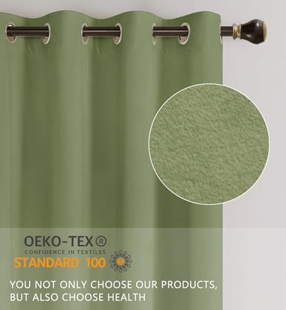 SMILETIME Sage Green and Sky Blue 52in X 84in Velvet Curtains with Grommet, Thermal Insulated Super Soft Privacy Noise Reducing Velvet Curtains for Living Room, 4 Panels