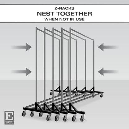 Econoco Economy Z-Rack, Collapsible, Black, 64" L x 24" W x 70" H - color: Black, style: Z Rack