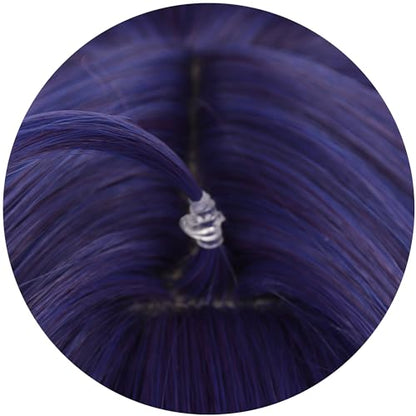Anime Dark Blue Highlighting White wigs with Bangs Women 75cm/29in Long Straight wig half-up hairstyle for Adult Game Cosplay wig Halloween,Comic con,Party,Game Show - color: Deep Purple