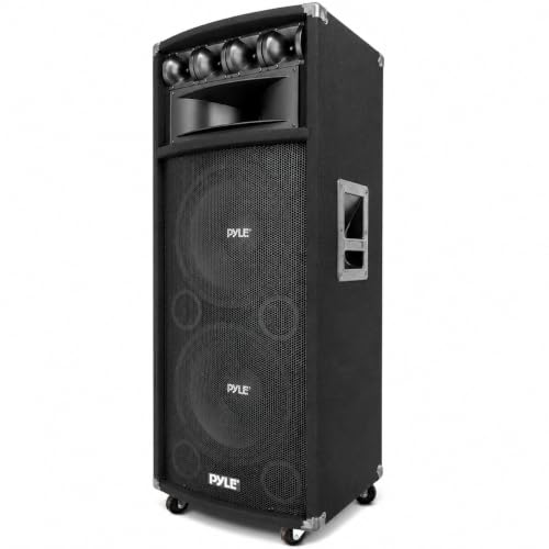 Portable Cabinet PA Speaker System - 1600 Watt Outdoor Sound System Vehicle Stereo Speakers w/Dual 12" Woofers, 3.4" Piezo Tweeters, 5"x12" Super Horn Midrange, Crossover Network - PylePro PADH212 - color: Black