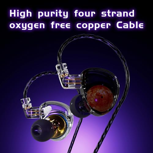 CCA ND Planet IEM Earphones: 12mm Dual Magnetic Drivers, HiFi Gaming Earbuds with Detachable 2-Pin Cable, Noise Isolating in-Ear Monitors for Musician Audiophile Singer DJ - color: Gold, style: With Mic