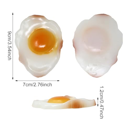 Honbay 4PCS Lifelike Artificial Fried Eggs PVC Resin Fake Food Realistic Simulation Cooked Egg Imitation Food Model Props for Home Party Halloween Decoration Market Food Sample Display