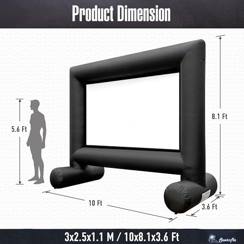 14Ft Outdoor Inflatable Movie Projector Screen with Built-in Fan Supports Front and Rear Projection, Blow Up Movie Screen for Party, Easy to Set Up - size: 14Ft