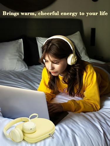 Ginsco Case Compatible with Sony WH-CH520 Wireless Headphones Bluetooth On-Ear Headset with Microphone, with JBL Tune 510BT/520BT/500BT/Junior 320 Ultra-Slim Case for On Ear Headphones (Butter Yellow) - color: Butter Yellow