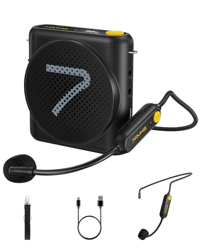 7RYMS WA1 Wireless Voice Amplifier with Headset Microphone for Teachers | Noise Cancellation, 23H Working, 164ft Range, Personal PA System for Teaching, Speech, Training Outdoor, Tour Guide, Yoga - color: Wireless Headset Mic(Black)