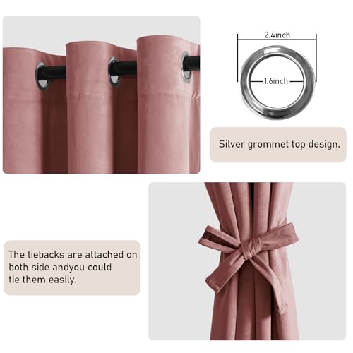 JIUZHEN Wild Rose Velvet Blackout Curtains 63 Inch for Living Room/Bedroom - color: Wild Rose, size: 42"W x 63"L (Pack of 2)