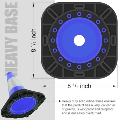 6 Pack 12" Inch Blue PVC Traffic Cones with Heavy-Duty Base, High-Visibility All-Weather Safety Cones for Road Construction, Parking Lot, and Garage Use (6, Blue, 12" Small) - color: Blue, size: 12" Small