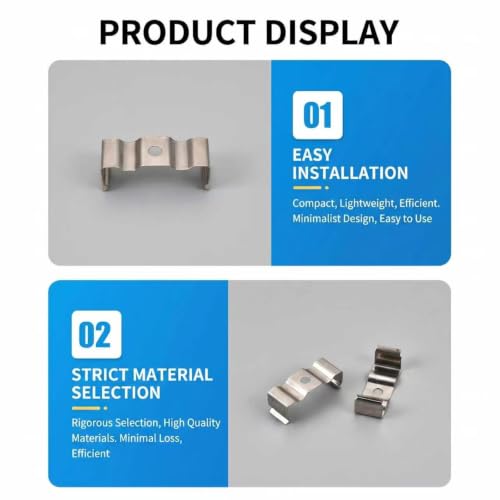 40 Pack T8 Light Clips and Hooks Bracket Hanger, Nickel-Plated Manganese Steel, Mounting Clips for LED Integrated Tube Light Fixture, Indoor & Outdoor Use