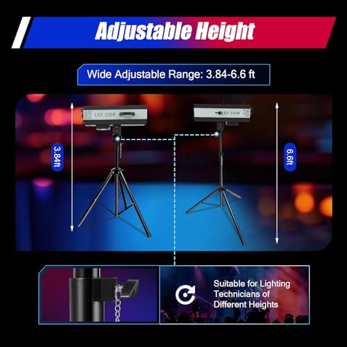 200W LED Follow Spotlight Stage Light, AC 110V Adjustable Aperture LED DJ Performance Lights with Stand, Manual Control Follow Spot Light DJ Wash Light w/Stand