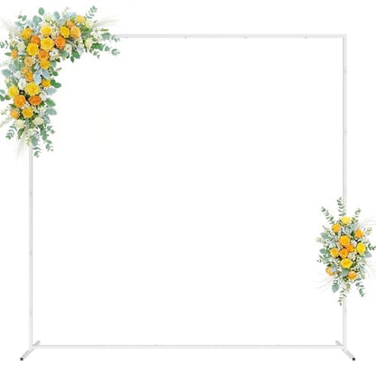 Wokceer Square Backdrop Stand White Metal Wedding Arch Stand 6.6FT x 6.6FT - color: White, size: 6.6FT x 6.6FT