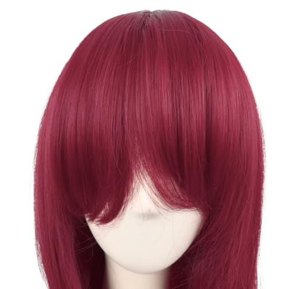 MapofBeauty 28 Inch Long Curly Hair Costume Cosplay Wig, Blood Red | 70 cm Wig, Women, Side Bangs, Fashion - color: Blood Red