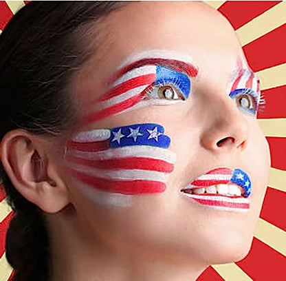 Go Ho Red White and Blue Face Paint Palette,Washable Patriotic Face Body Paint,4th of July Accessories, Face Painting Kit for Independence Day 250 Anniversary USA Face Makeup - color: Red White and Royal Blue