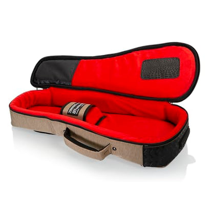 Gator Cases Transit Series Lightweight Soprano Ukulele Gig Bag with Back Pack Straps and Rubberized Base, Tan Exterior (GT-UKE-SOP-TAN) - color: Tan, style: Soprano Ukulele