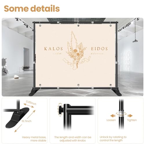 Jiang&Rong 10 x 10ft Heavy Duty Backdrop Stand Kit (Black) | Adjustable Step and Repeat Banner Stand for Photography, Trade Shows, Photo Booths, Events - color: Black