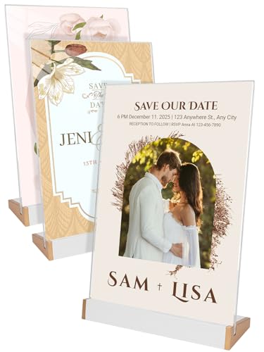3 Pack 8.5X11 Acrylic Sign Holder for Wedding Anniversary Party, Vertical White Tabletop Sign Display for Business Restaurant/Hotel/Office Meeting Events Information Holder - size: 8.5X11 L