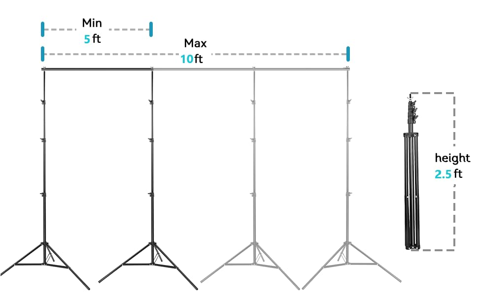 8.5 X 10FT/2.6 X 3M Background Stand Support System Kit with Carrying Case for Clamps and Canvas,for Photo Video Shooting