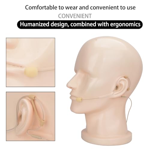 YXG Headworn Earset Over Ear Hanging Mic Beige Low Profile Light-Weight Microphone Compatible with Shure Wireless System Bodypack Transmitter with 1.45m Cable Mini XLR 4 Pin TA4F Plug