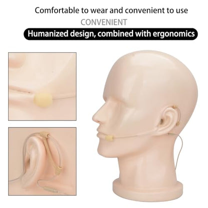 YXG Headworn Earset Over Ear Hanging Mic Beige Low Profile Light-Weight Microphone Compatible with Shure Wireless System Bodypack Transmitter with 1.45m Cable Mini XLR 4 Pin TA4F Plug