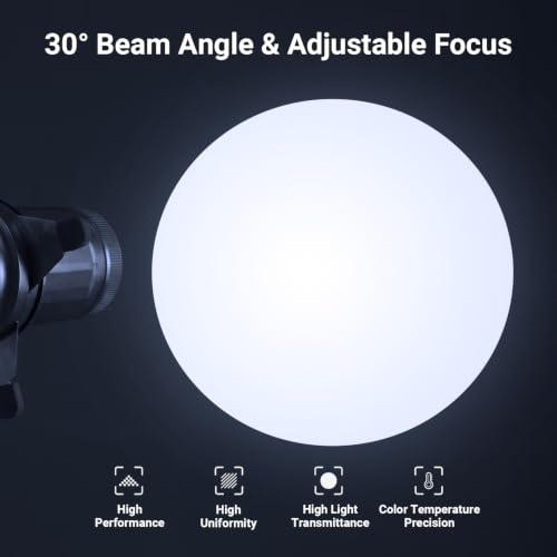 NEEWER Basics Spotlight Conical Optical Snoot Only for FL10/FL20/FL10P Photography Flashlight, 4X Brighter Projector Attachment with Adjustable Focus, 30° Beam Angle, 20 Metal Gobos, LS01
