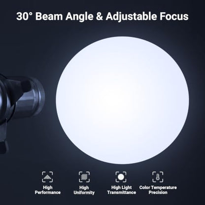 NEEWER Basics Spotlight Conical Optical Snoot Only for FL10/FL20/FL10P Photography Flashlight, 4X Brighter Projector Attachment with Adjustable Focus, 30° Beam Angle, 20 Metal Gobos, LS01