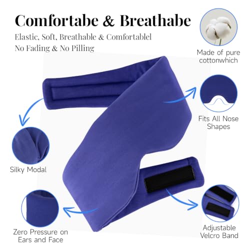 Cotton Sleep Eye Mask for Men and Women, 100% Blocking Light Sleeping Mask | Soft Zero Pressure Cooling Blackout Eye Masks for Sleep, Eye Covers for Sleeping fits All Heads Adjustable - color: Blue