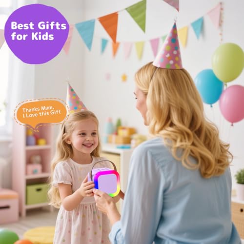 Karaoke Machine for Kids Adults, Mini Karaoke Machine with 2 Wireless Microphones, Portable Bluetooth Speaker with Voice Changing Effects & LED Lights, Best Gifts Toys for Girls and Boys - color: Purple