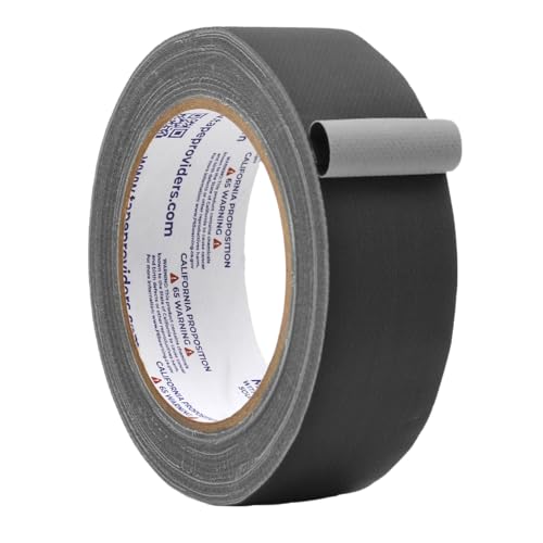 WOD GTC12 Gaffer Tape, Black Low Gloss Finish Film, 1.5 inch x 60 ft. (Pack of 32) Residue Free, Non Reflective Cloth Fabric, Secure Cords, Water Resistant, Photography, Filming Backdrop - color: Black, size: 1.5 in. - Pack of 32