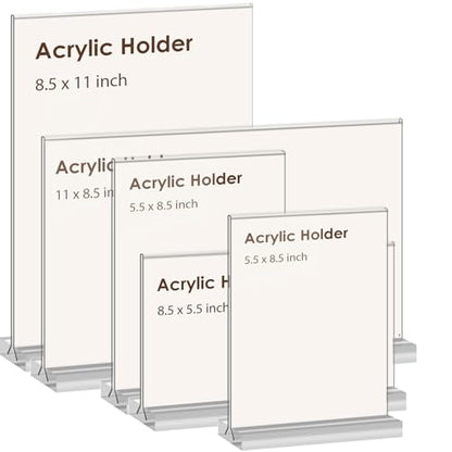 newnewshow Acrylic Sign Holder 8.5x11 Inch 6 Pack Vertical T Shape Double-Sided Desktop Display Holder - size: 6 Pack 8.5*11
