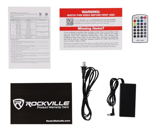 Rockville Wet PAR 50 White Rechargeable DJ Light with 2.4Ghz Wireless DMX | 24-Hour Battery, RGBWA+UV LEDs, RF Remote, IP64 Waterproof, 3/4/6/10-Channel Modes, Master/Slave