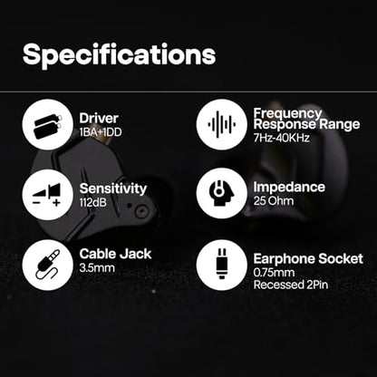 Linsoul KZ ZSN PRO X 1BA+1DD Hybrid Driver IEM HiFi Wired Earbuds | Metal HiFi in-Ear Monitor with Detachable Recessed 2Pin Cable, Zinc Alloy Panel, with Mic, Grey - color: Grey, style: With Mic