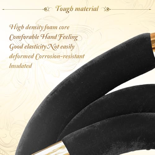 6PCS Black Velvet Stanchion Rope 5 Ft Crowd Control Ropes Barrier with Gold Hooks for Party - color: Black&Gold, size: 6PCS