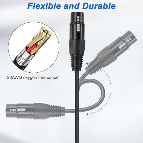 XMSJSIY XLR to RJ45 Adapter Cable DMX 5 Pin XLR Male &Female to RJ45 Female | Network Ethernet Connector Extension Cable Compatible with DMX-CON Controller Series, RGB Tube Light, Mixer - 30CM/11.8inch