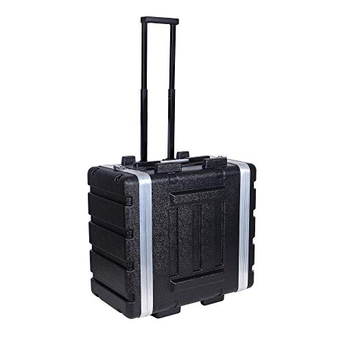 Crossrock Stackable Rack Case with Wheels fits 5U-Standard, 19.25” Depth, Polyethylene Hard-shell Construction with Heavy Duty Hardware-Black (CRA9605UW) - color: With Wheels, size: 5U-Standard