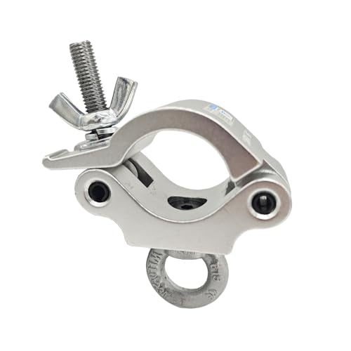 42-51mm Heavy Duty Pro Clamp with Eye Bolt for 2” Truss OD Tube Pipe | Aluminum Alloy 6061 Stage Light Clamps for LED Video Wall and Lighting Mounting