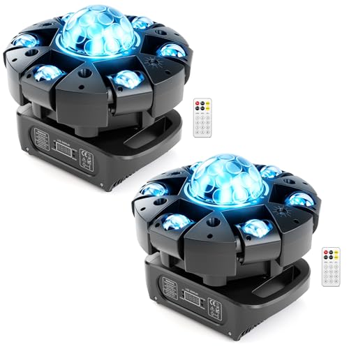 Moving Head DJ Lights,120W RGBW DJ Stage Lighting，6 Arms Party Light,Changing Glowing Magic Ball Effect Light, Red Green Starry, White Amber Strobe,Support DMX-512 Remote for Party Bar Disco Club DJ - color: 2 Pack