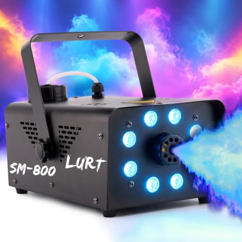 Fog Machine 800W Smoke Maker 13 Colorful LED Lights Lurt - color: 800W Auto with 8 LED lights