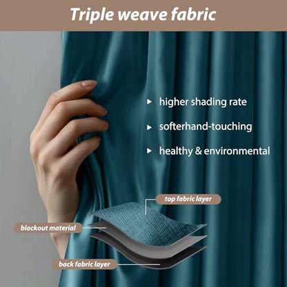 Room Divider Curtains with Ceiling Curtain Track Set Window Curtain for Bedroom,Living Room Total Blackout Thermal Insulated Privacy Ceiling Track Curtain W 15 × H 8 FT Azure Blue drape&Black track - color: Azure Blue, size: 180"W x 96"L (Pack of 1)
