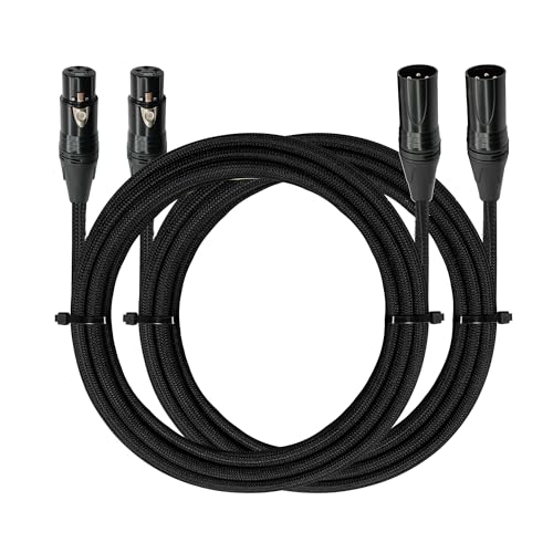Premium XLR to XlR Cable (3 Feet 2-Pack) Noise-Canceling Balanced Wire Connector, 3 Pin XLR Microphone Cables Oxygen-Free Copper (OFC) Male to Female Mic Cord for Speaker Mixer, Studio,Podcast - size: 3Feet-2Pack-Black