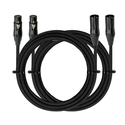 Premium XLR to XlR Cable (3 Feet 2-Pack) Noise-Canceling Balanced Wire Connector, 3 Pin XLR Microphone Cables Oxygen-Free Copper (OFC) Male to Female Mic Cord for Speaker Mixer, Studio,Podcast - size: 3Feet-2Pack-Black
