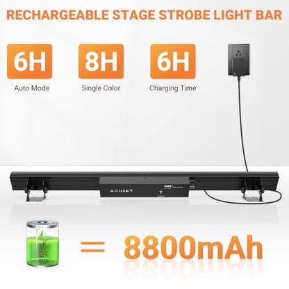 Battery Powered 150W 240LED Stage Wash Light Bar for DJ Party | 2.4G Wireless DMX512 & Remote Control, RGB Strip White Strobe & Warm Beam Effects, For Wedding, Live Music Venues, Club Event