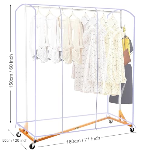 Ruibo Clear Garment Rack Cover Dustproof Clothes Rack Cover with 2 Durable Zipper/Clothing Waterproof Protector (L:71x20x60 inch) - size: L/71x20x60 inch